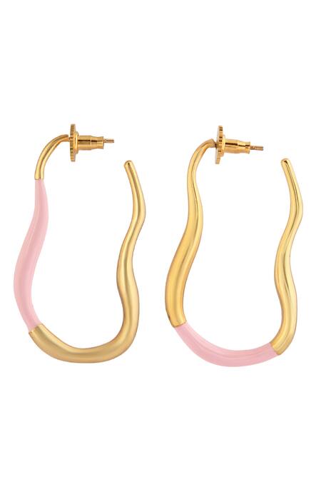 Buy_Zohra_Pink Mia Enamelled Hoops _Online_at_Aza_Fashions