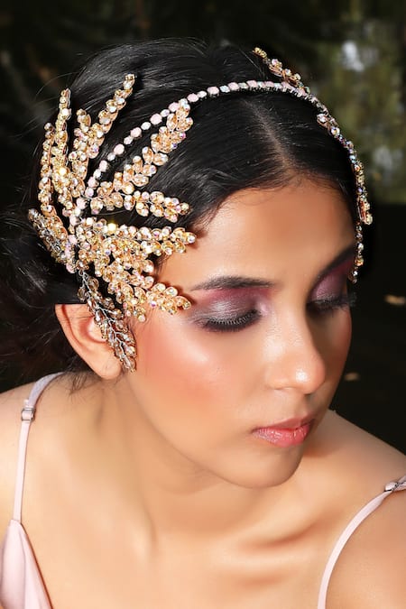 Born Flash Pink Beads, Sequins, Crystals Donna Floral Wreath Hairband Online at Aza Fashions Born Flash_Pink Beads, Sequins, Crystals Donna Floral Wreath Hairband _Online_at_Aza_Fashions