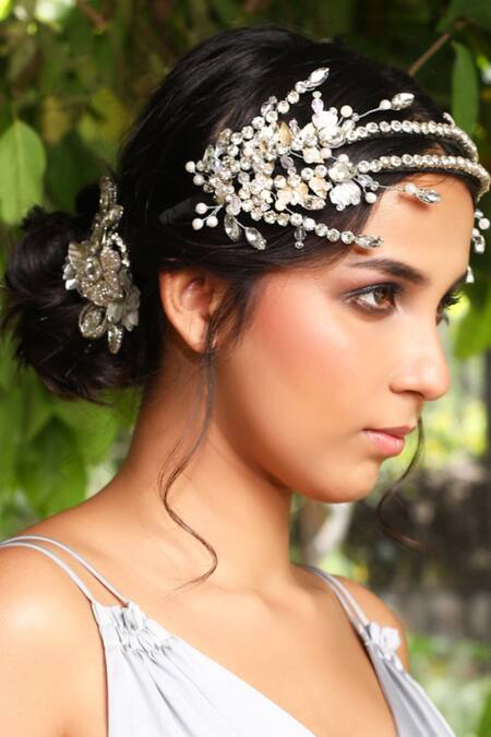 Buy Born Flash Silver Beads, Sequins, Crystals Gardenia Jewel Embellished Hairband Online at Aza Fashions Buy_Born Flash_Silver Beads, Sequins, Crystals Gardenia Jewel Embellished Hairband _Online_at_Aza_Fashions