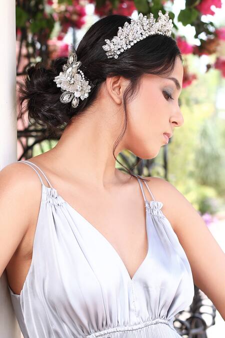Buy Born Flash Silver Crystals, Beads Victoria Jewel Embellished Hairband Online at Aza Fashions Buy_Born Flash_Silver Crystals, Beads Victoria Jewel Embellished Hairband _Online_at_Aza_Fashions