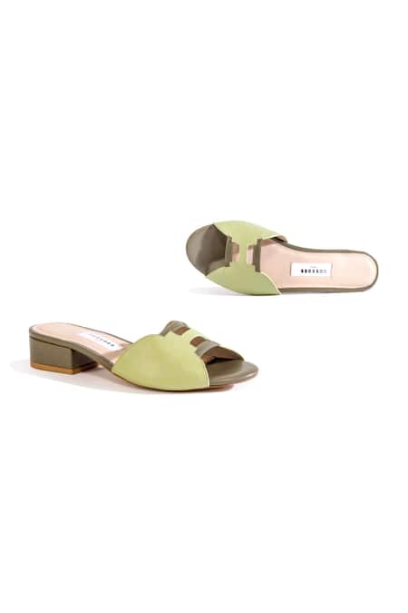 Oceedee_Green Misha Block Heel Sliders_Online_at_Aza_Fashions