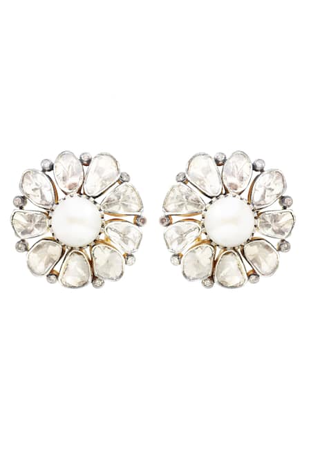 The Alchemy Studio Amaraa Pearl And Uncut Diamond Earrings 