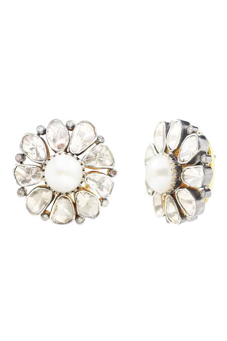 The Alchemy Studio_Silver Plated Diamonds, Pearls Amaraa And Uncut Earrings _Online_at_Aza_Fashions