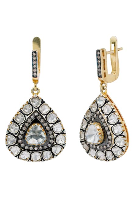 The Alchemy Studio_Silver Plated Diamonds, Crystals Felicity Trillion Uncut Earrings_Online_at_Aza_Fashions