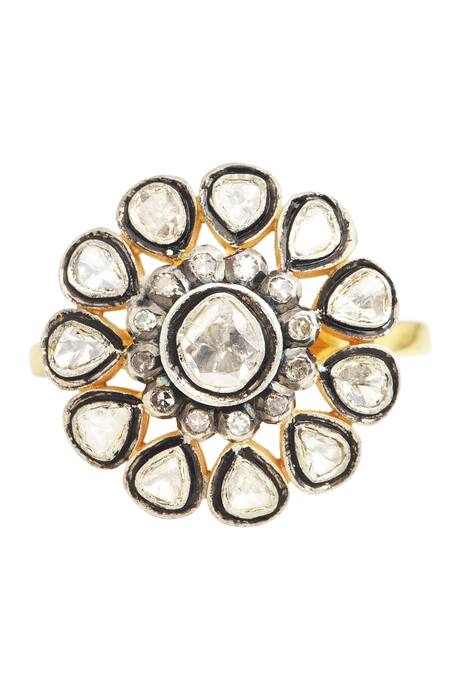 The Alchemy Studio Silver Plated Embellished Florini Uncut Diamond Ring  2