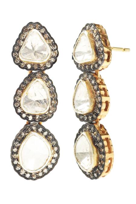 The Alchemy Studio_Silver Plated Imitation Diamonds 3 Piece Uncut Earrings_Online_at_Aza_Fashions