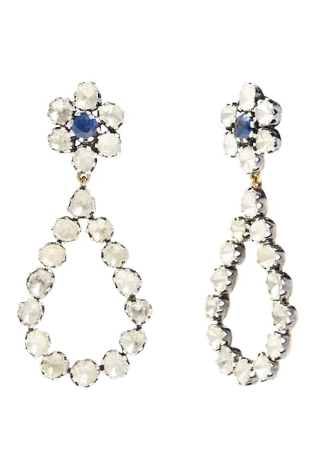The Alchemy Studio_Silver Plated Diamonds, Stones, Smocking Sapphire And Uncut Earrings_Online_at_Aza_Fashions