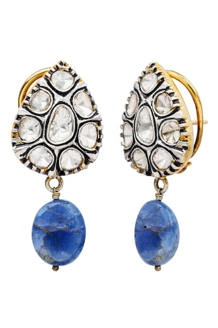 The Alchemy Studio_Silver Plated Imitation Diamonds Vintage Paradise Tanzanite Drop Uncut Earrings_Online_at_Aza_Fashions