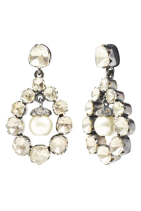 The Alchemy Studio_Silver Plated Diamonds, Pearls Twilight And Uncut Earrings_Online_at_Aza_Fashions