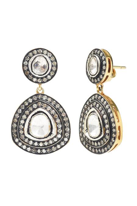 The Alchemy Studio Silver Plated Diamonds, Crystals Wanderlust Drop Uncut Earrings Online at Aza Fashions The Alchemy Studio_Silver Plated Diamonds, Crystals Wanderlust Drop Uncut Earrings_Online_at_Aza_Fashions