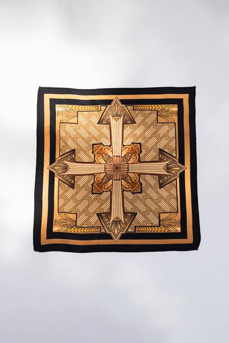 S&N by Shantnu Nikhil Twill Silk Geometric Print Pocket Square 