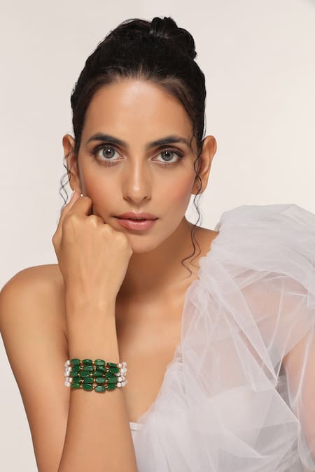 SWABHIMANN Embellished Layered Bracelet 
