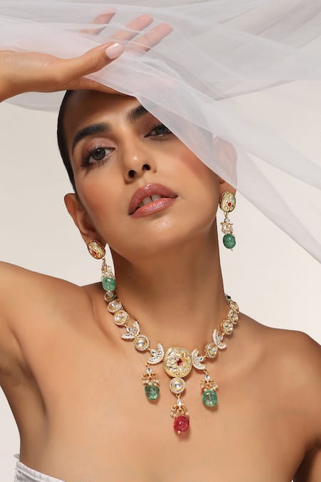 Swabhimann Kundan Embellished Necklace Set 