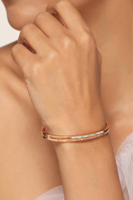 Swabhimann_Pink Crystals Embellished Bracelet _Online_at_Aza_Fashions