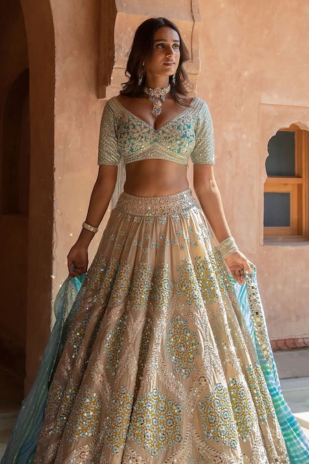 Buy Grey Net Lehenga Choli