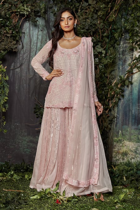 Kashmiraa Embroidered Kurta Sharara Set 