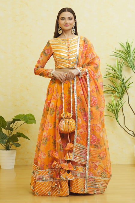 Samyukta Singhania Gota Striped Lehenga Set 