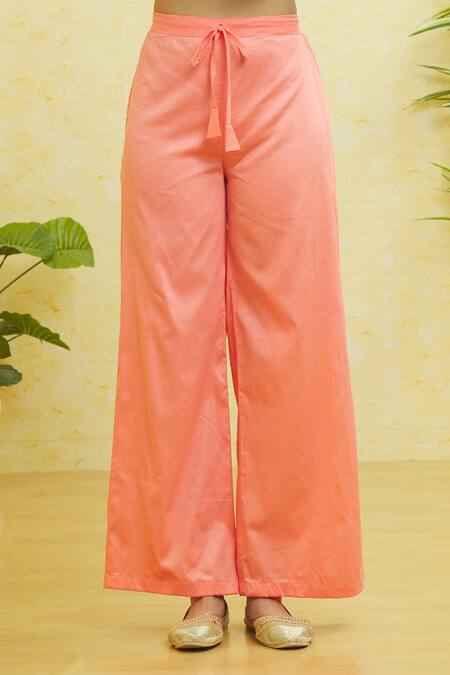 Buy_Adara Khan_Pink Georgette Embroidery, Zari V-neck Floral Kurta Pant Set _Online_at_Aza_Fashions