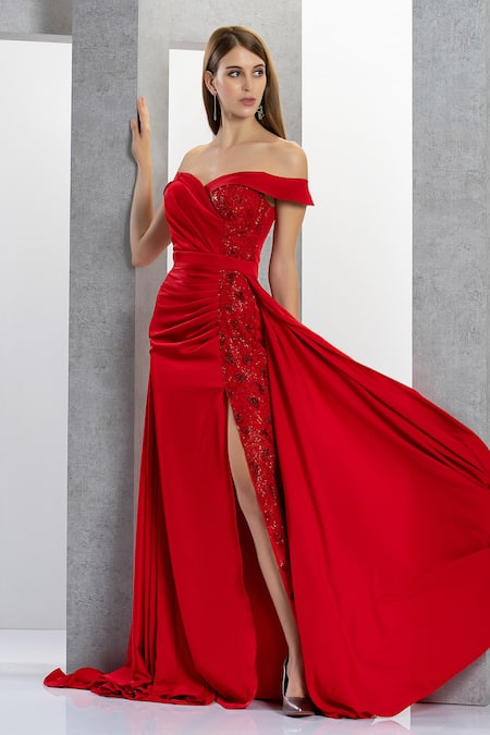 Eli Bitton Placement Geometric Embroidered Gown 