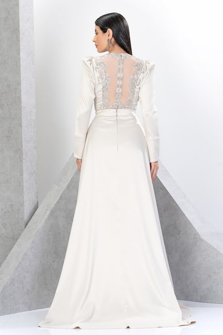 Eli Bitton Mesh Bodice Gown With Skirt 