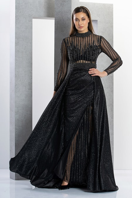 Eli Bitton Pearl Embroidered Gown 