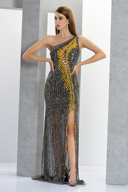 Eli Bitton Hellena Bead Embroidered Gown 