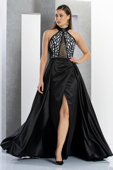 Buy Black Net Sequins Gown Festive Wear Online at Best Price | Cbazaar