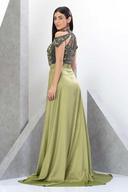 Eli Bitton Andrea Cold Shoulder Gown With Skirt 