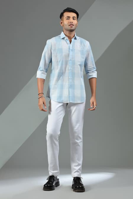 Albino Cotton Linen Checkered Pattern Shirt 