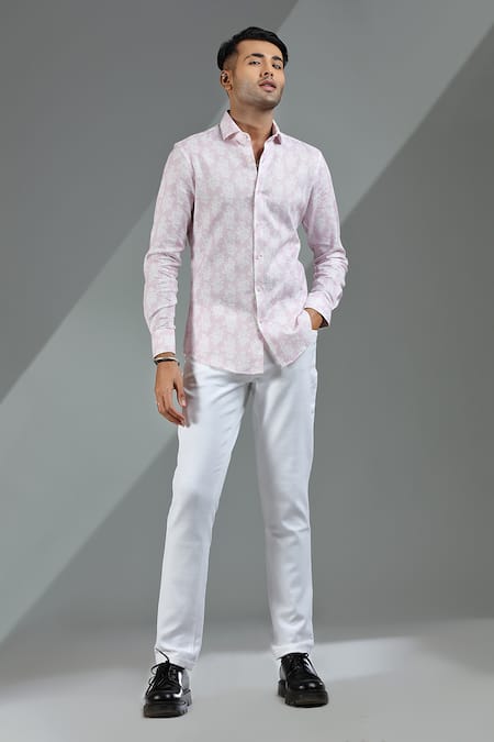 Albino Linen Floret Pattern Shirt 