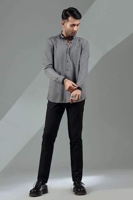 Albino Contrast Cuff Solid Shirt 