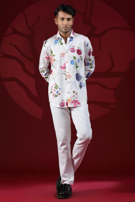 Albino Cotton Flora Pattern Shirt 