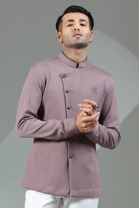 Albino_Pink Knit Cotton Overlap Shirt_Online_at_Aza_Fashions