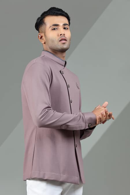 Buy_Albino_Pink Knit Cotton Overlap Shirt_Online_at_Aza_Fashions