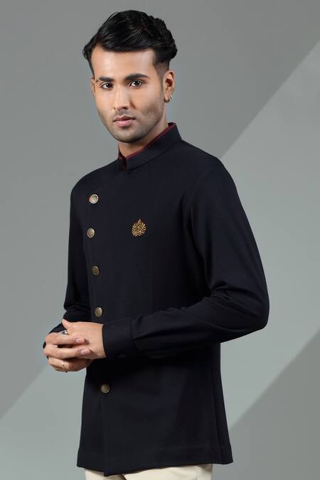 Buy_Albino_Blue Knit Cotton Overlap Shirt_Online_at_Aza_Fashions