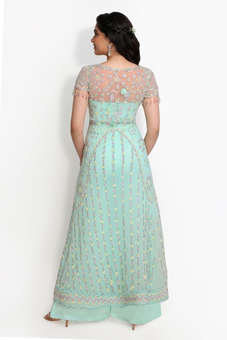 Sanjana Thakur Embroidered Jacket Sharara Set For Kids