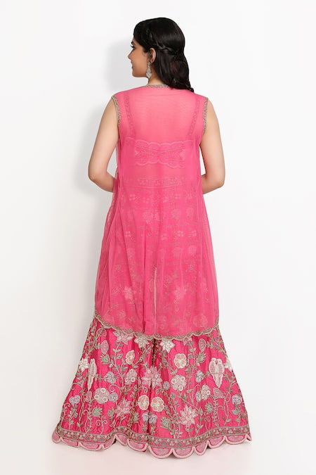 Sanjana Thakur Aari Embroidered Sharara Jacket Set For Kids