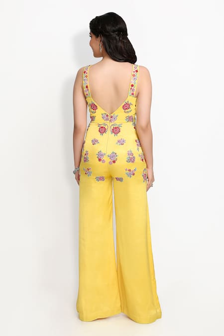 Sanjana Thakur Floral Zardozi Embroidered Jumpsuit 
