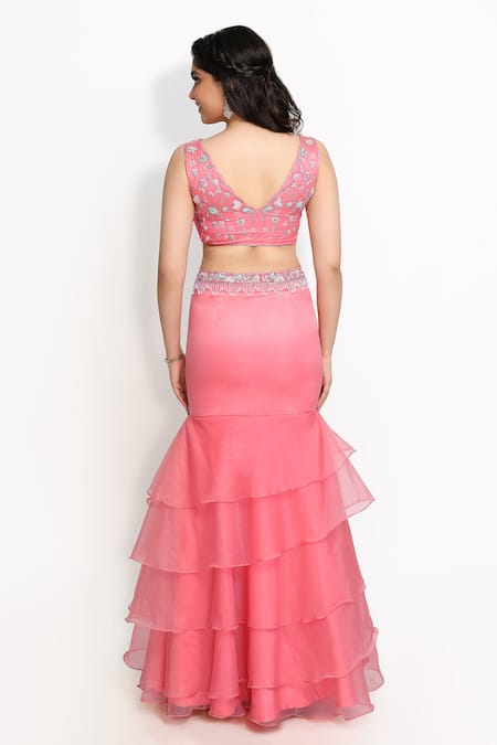 Sanjana Thakur Mermaid Lehenga Embroidered Blouse Set For Kids