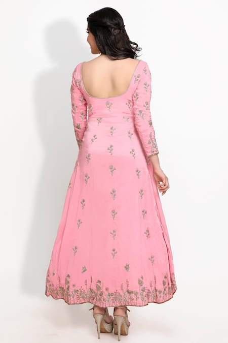 Sanjana Thakur Silk Aari Embroidered Anarkali Set For Kids
