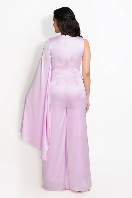 Sanjana Thakur Pleated Drape Attached Jumpsuit 