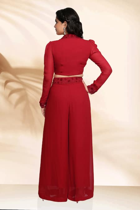 Sanjana Thakur Embellished Collar Top With Sharara 