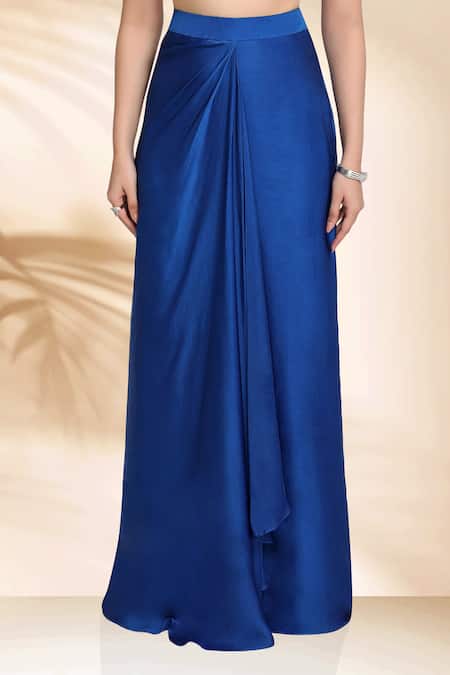 Shop_Sanjana Thakur_Blue Lehenga And Blouse Bemberg Satin Embroidery Shadow Floral Jacket & Skirt Set For Kids_Online_at_Aza_Fashions