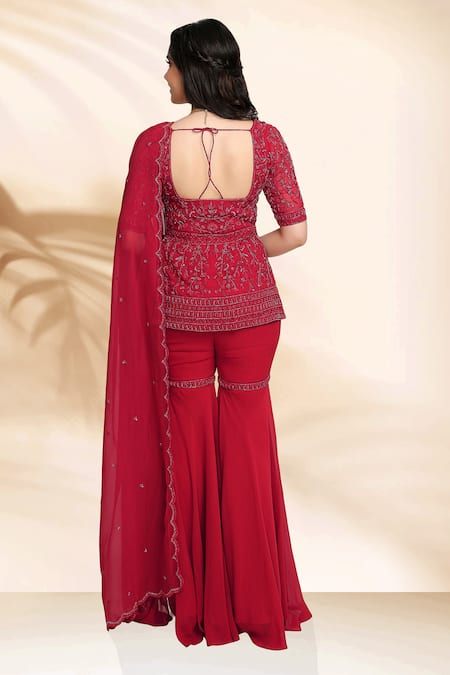 Sanjana Thakur Hand Embroidered Kurta Sharara Set 