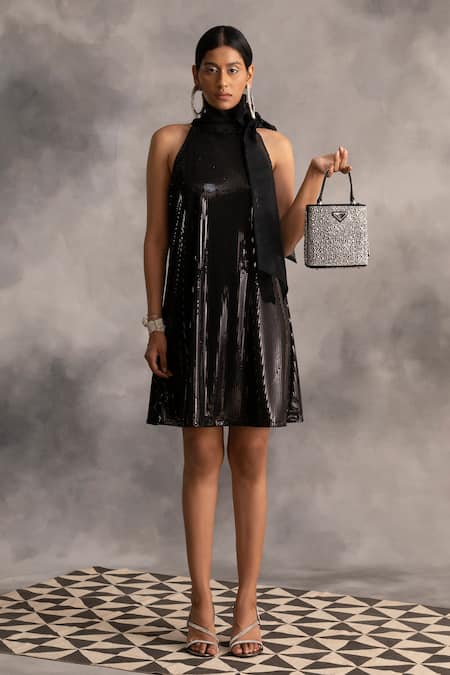 Vivi Sequin Halter Neck Dress • Shop American Threads Women's Trendy Online  Boutique – americanthreads
