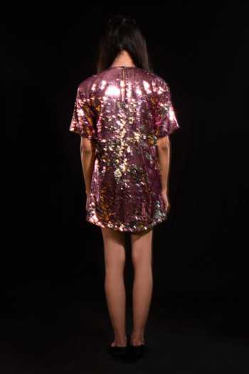 Shop Pooja Shroff Pink Sequins Round Neck Embroidered Short Dress at Aza Fashions Shop_Pooja Shroff_Pink Sequins Round Neck Embroidered Short Dress_at_Aza_Fashions