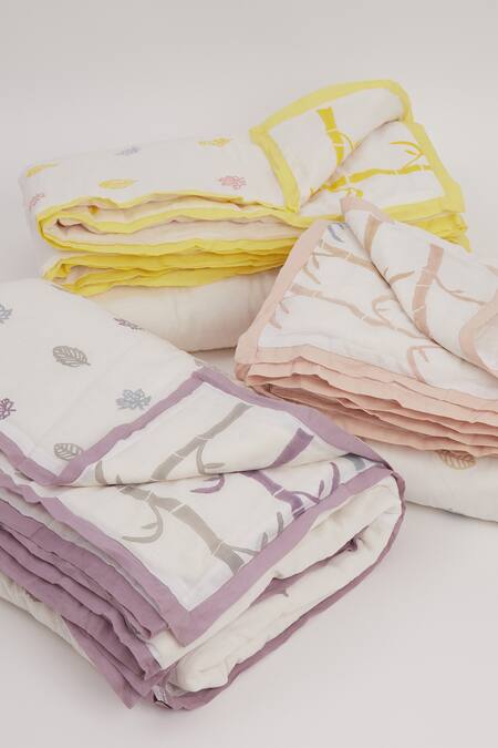 Masaya_Yellow 2 Layers Of Pure And Unbleached Sheet Koala Quilt_Online_at_Aza_Fashions