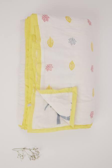 Shop_Masaya_Yellow 2 Layers Of Pure And Unbleached Sheet Koala Quilt_Online_at_Aza_Fashions