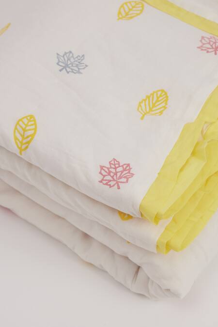 Masaya_Yellow 2 Layers Of Pure And Unbleached Sheet Koala Quilt_at_Aza_Fashions