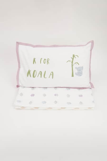 Masaya Purple Hypoallergenic Cotton Hand Block Printed K For Koala Bedsheet Set 